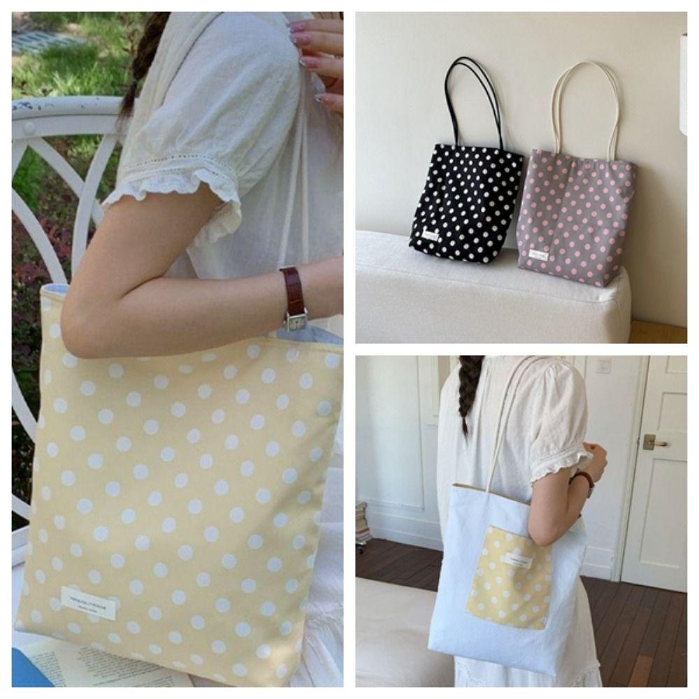 Multi-Color Polka Dot Shoulder Bag Magnetic Buckle Shopping Handbag Drawstring Tote Bag Outdoor