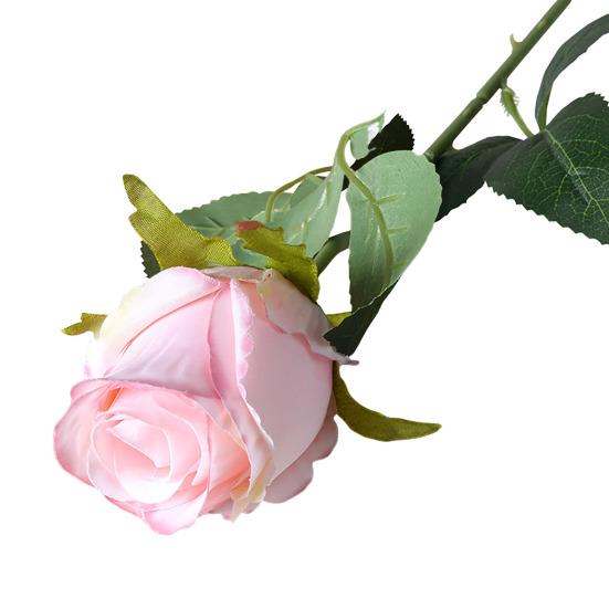Umělá růžová větev se stonkem Zelené listy Domácí Svatba Párty Falešná květina Květinové aranžmá Vnitřní Venkovní Zahrada Dekorace Foto rekvizity