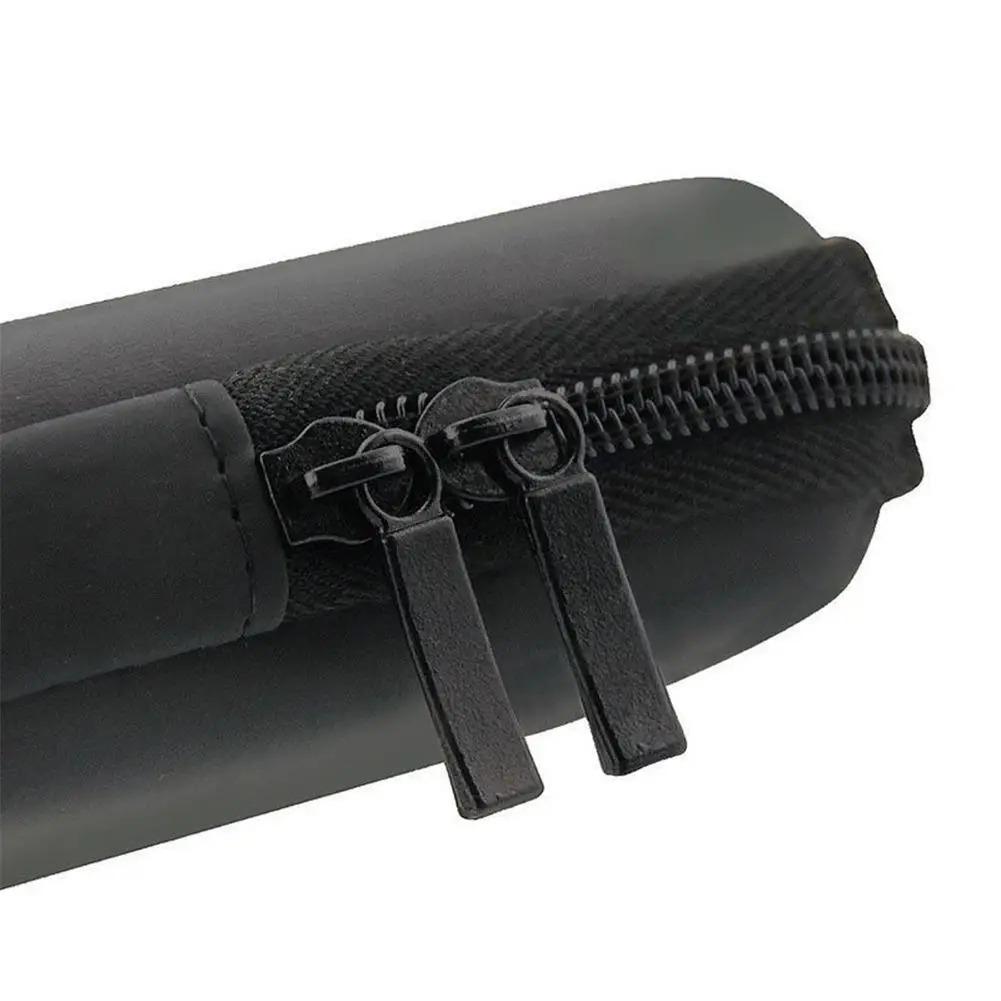 Estojo Preto Rígido para Canetas Estilo Minimalista Estojo para Lápis Estojo de Malha para Fones de Ouvido Organizador de Pincéis de Maquiagem Estojo com Zíper para Lápis Material Escolar