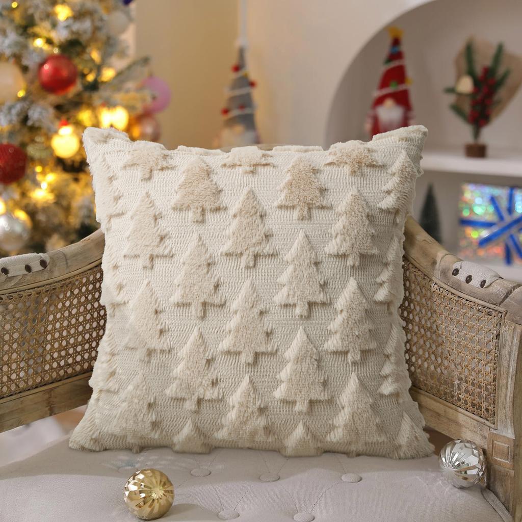 Christmas Lights Embroidered Pillow Case American Retro Living Room Sofa Pillow Cushion Christmas Atmosphere Home Decoration