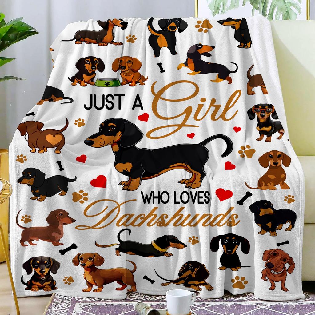 Dackel Decke Superweiche Fleece Überwurfdecke Warm und Kuschelig Leichte Bettdecke für Couch, Sofa, Camping und Reisen