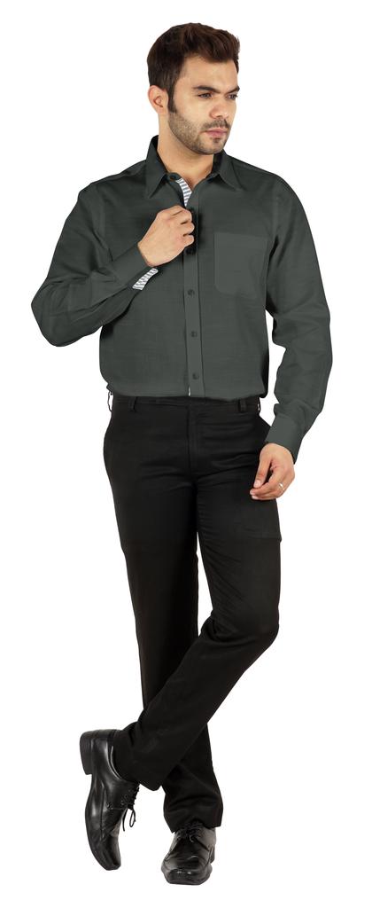 BestMan Formal Classic Button Down Cotton Shirts Inner Contrast Regular Fit Office Shirt For