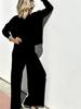 Spring 2025 Elegant Knit Wide-Leg Pants & Sweater Set - Casual Two-Piece Ensemble