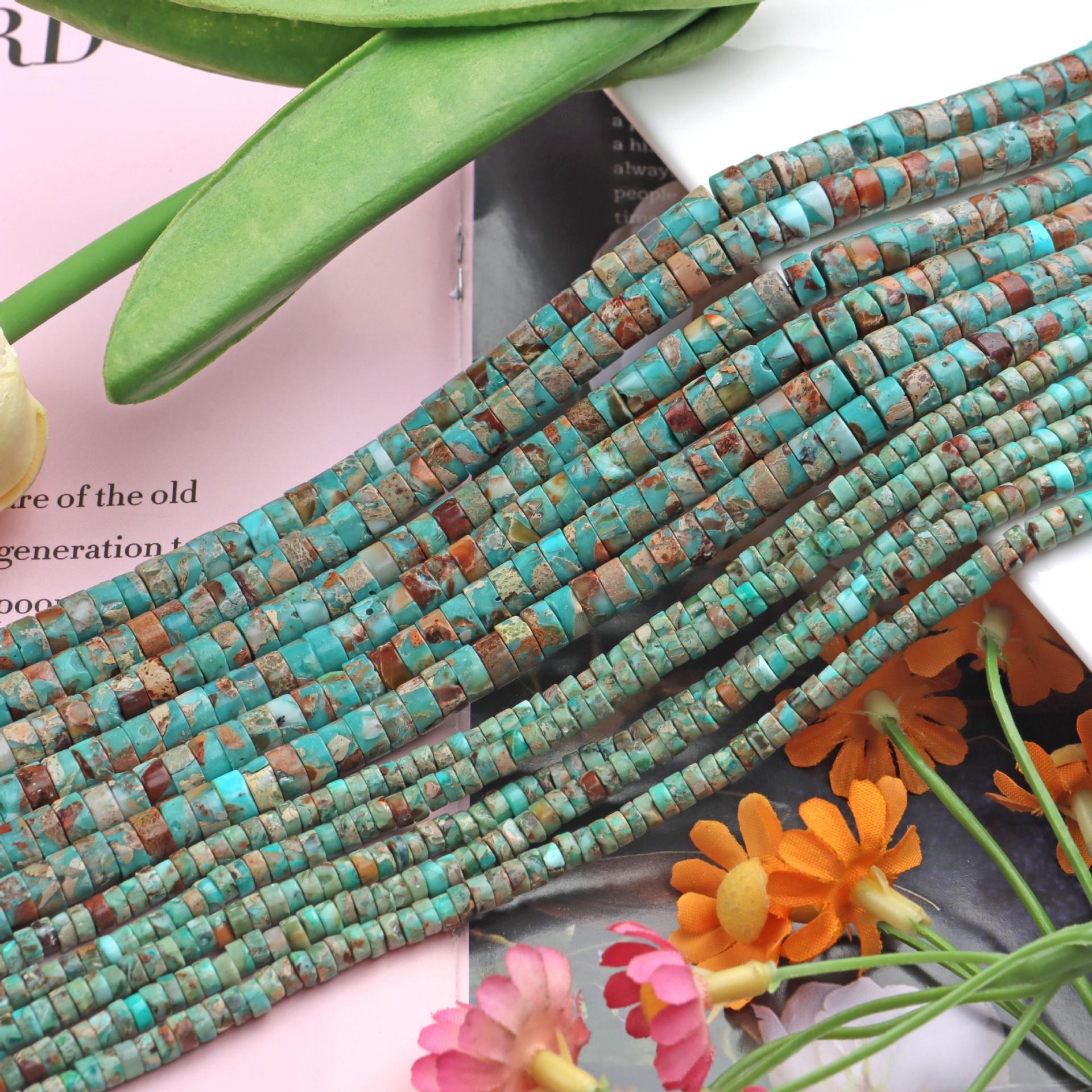 Натуральные бусины-разделители из императорской сосны 4/6 мм, бирюзово-зеленые, для изготовления ювелирных изделий, браслетов, ожерелий своими руками 4mm, approx. 38cm strand бирюзовый зеленый