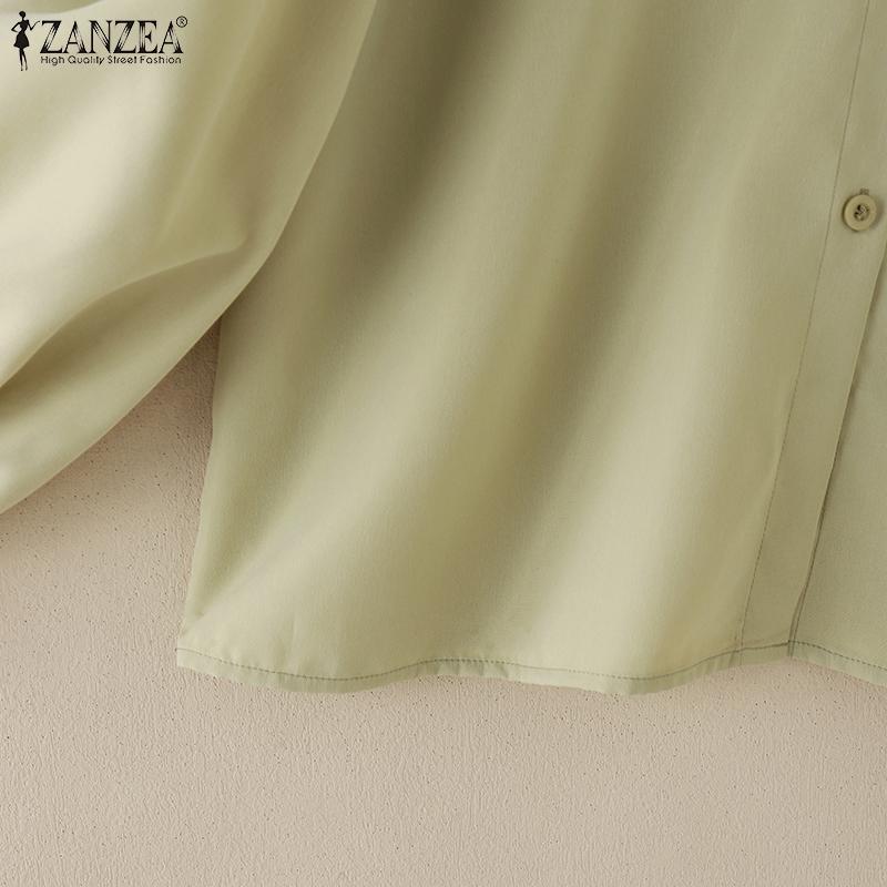 ZANZEA Damen Spitzeinsatz Rundhals Langarm Freizeitbluse