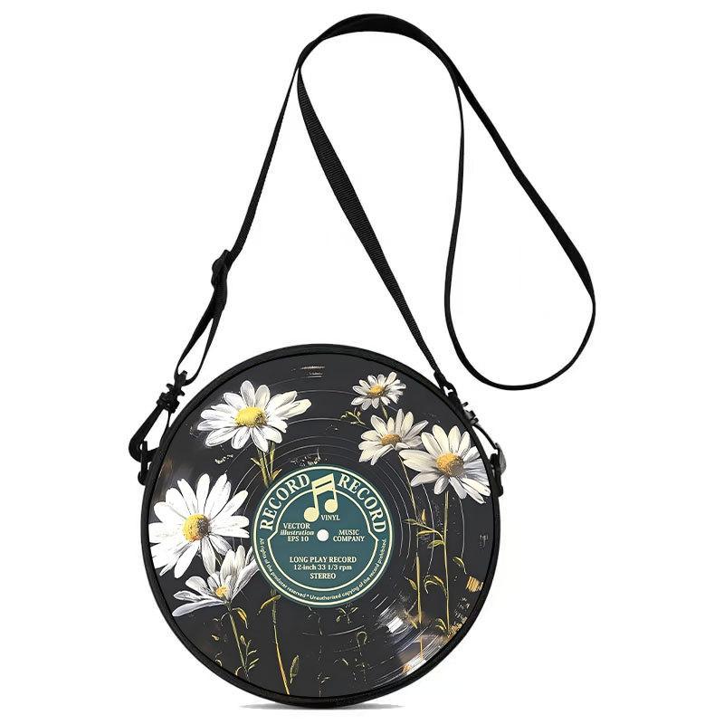 Women'S Personalized Vinyl Record Cosmetic Bag Shoulder Bag Backpack Storage Bag Polyester Travel Storage Bag