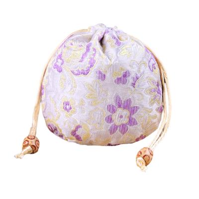 Brocade Jewelry Drawstring Bag Portable Leakproof Vintage Chinese Style Flower Pattern Storage Pouch Gift Wrapping