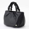 Labagagerie Sheep Leather Gathered Handle 2-Way Round Tote Bag B008401 Black (10)