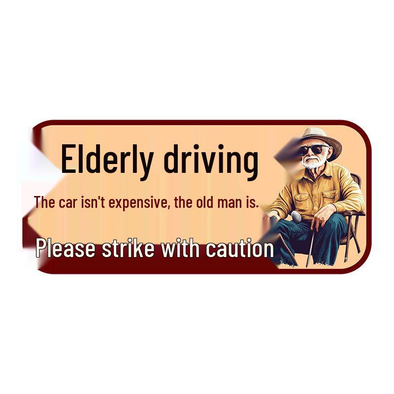 Elderly Driver Caution: Humorous Magnetic Car Sticker Caution Impact 10cm