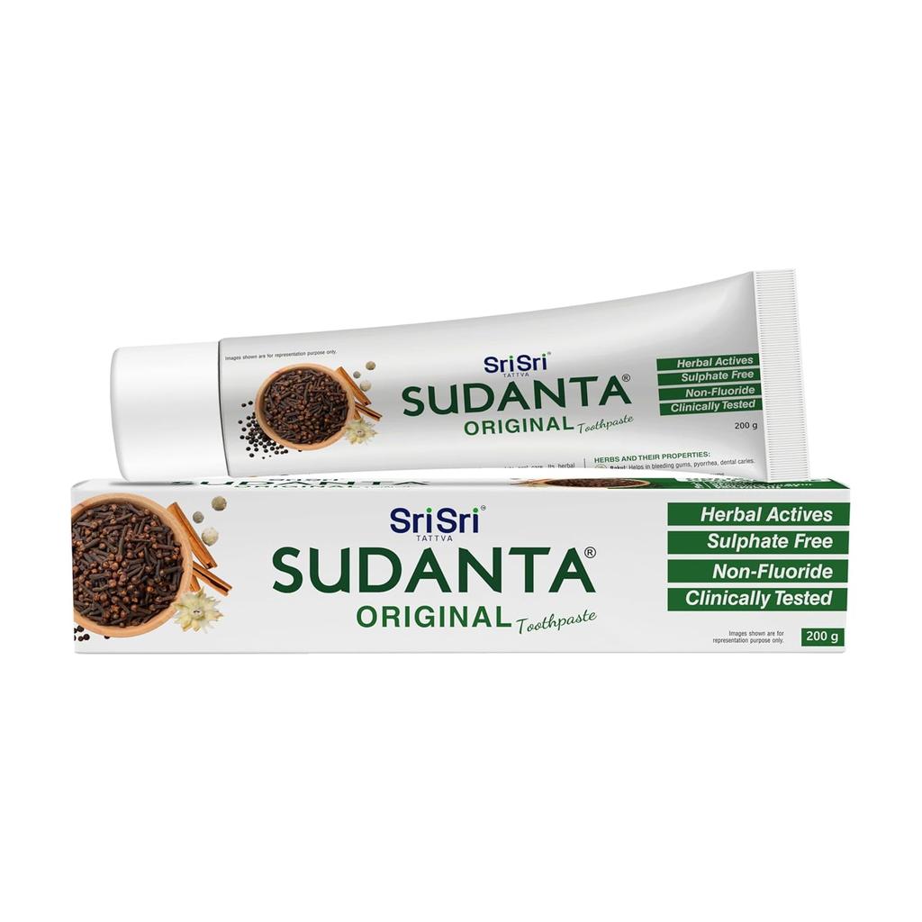 Sri Sri Tattva Sudanta Original Toothpaste 200g X Pack of 4 All Natural Fluoride Free Herbal Oral Care