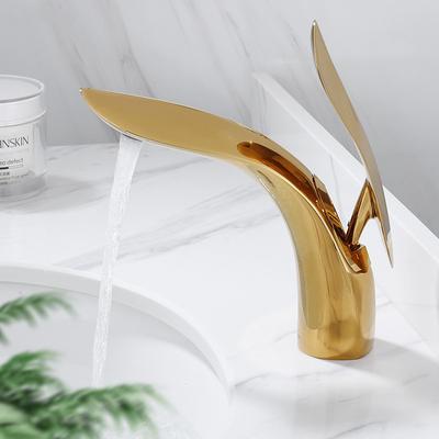 Basin Faucet Bathroom Single Lever Hot and Cold Brass Water Mixer Tap Gold Chrome Black Basin Leaf Water Sink Mixer Crane