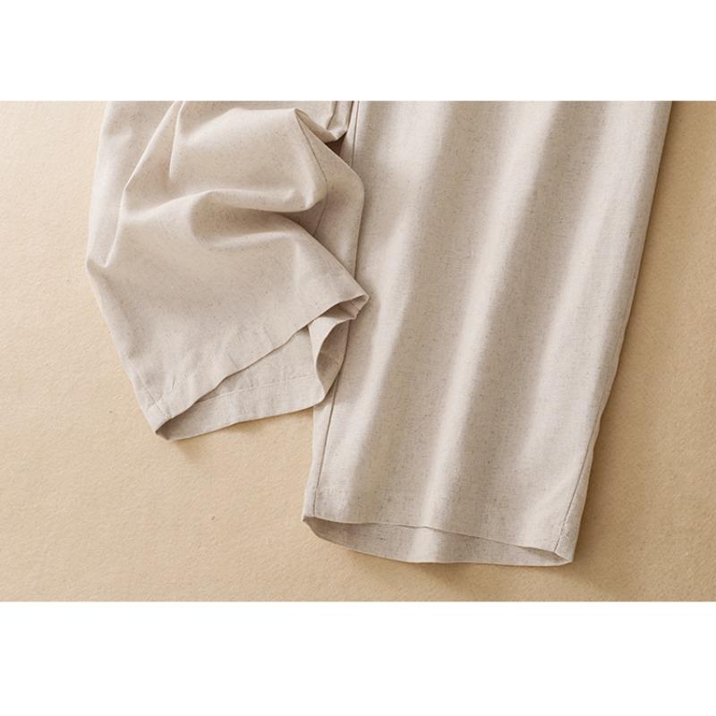 DIMANAF 2026 Summer New Plus Size Women Long Pants Cotton Linen Vintage Loose Elastic Waist Casual Lady Bottoms Clothing