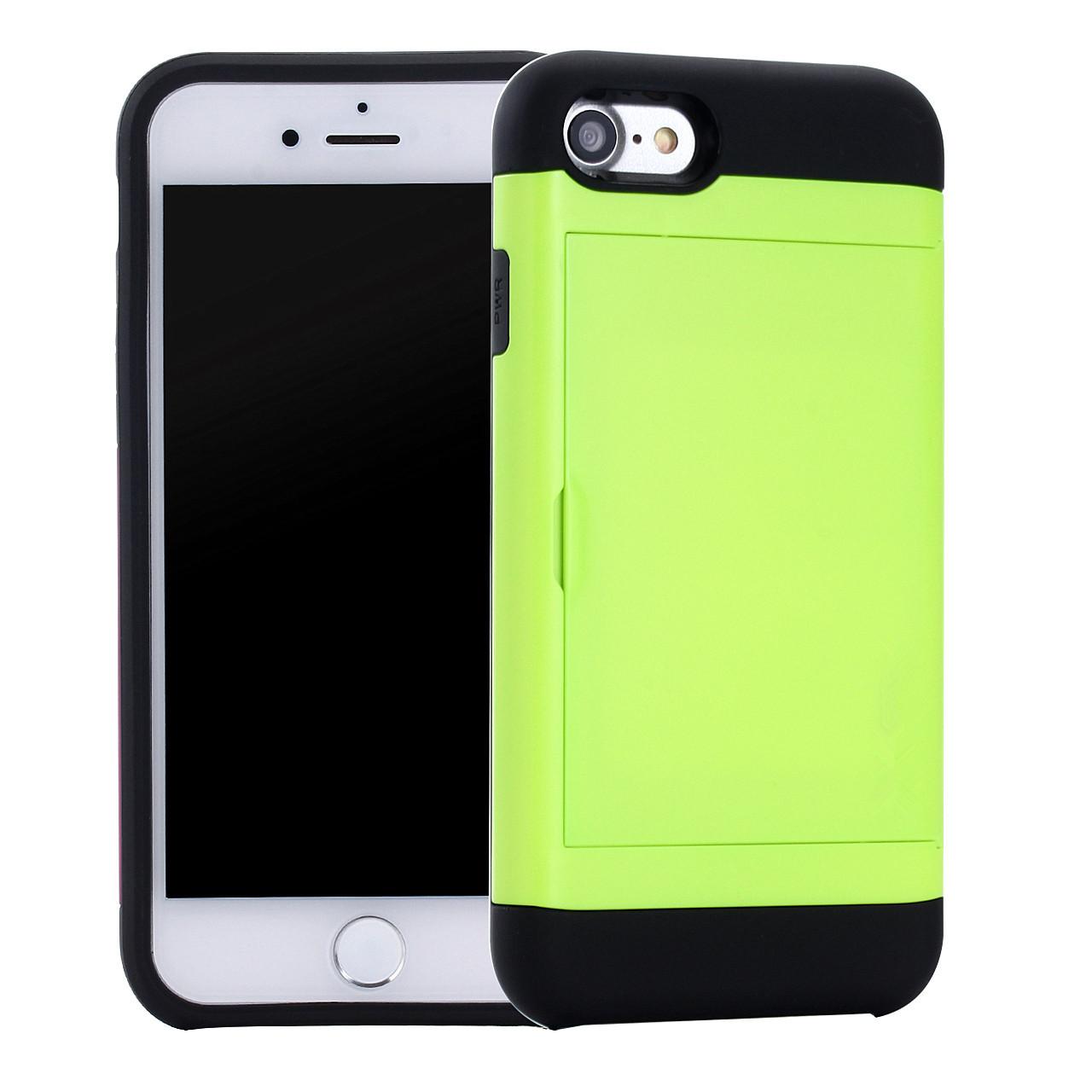

Подходит для чехла для мобильного телефона iPhoneSE3 Apple 8 Два в одном Сдвижная крышка Карта 7plus Противоударный Чехол с карманом для карт XS iphone 6/S зелёный