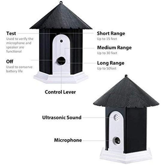 Dog Ultrasonic Bark Control Device Adjustable House Shape Pet Anti-Barking Device