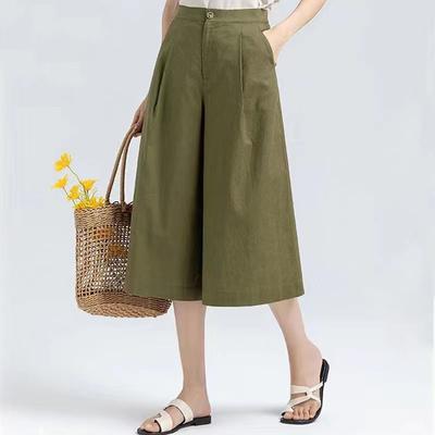 Wide Leg Pants Women Summer Loose High Waisted Versatile Slimming Seven Point Skirt Pant