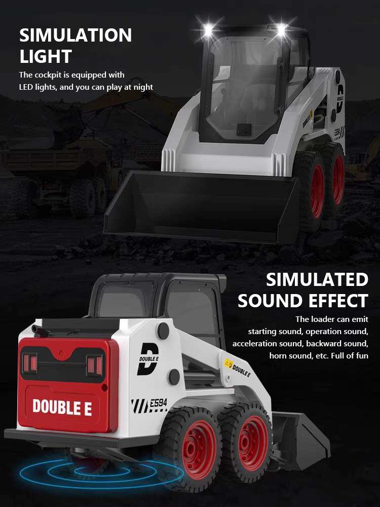 Double E E594 1:14 Remote Control Slip Loader Toy Car RC Truck Engineering Vehicle Skid Steer Excavators Toys for Boys Gifts