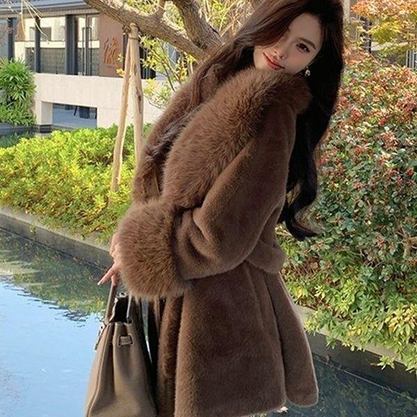 Fur Jacket New Long Fur Integrated Imitation Fox Hair Mink Coat Winter
