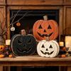 3PCS Freestanding Wooden Pumpkin Hand Painted Halloween Ornament Tiered Tray Decor Alloween Party
