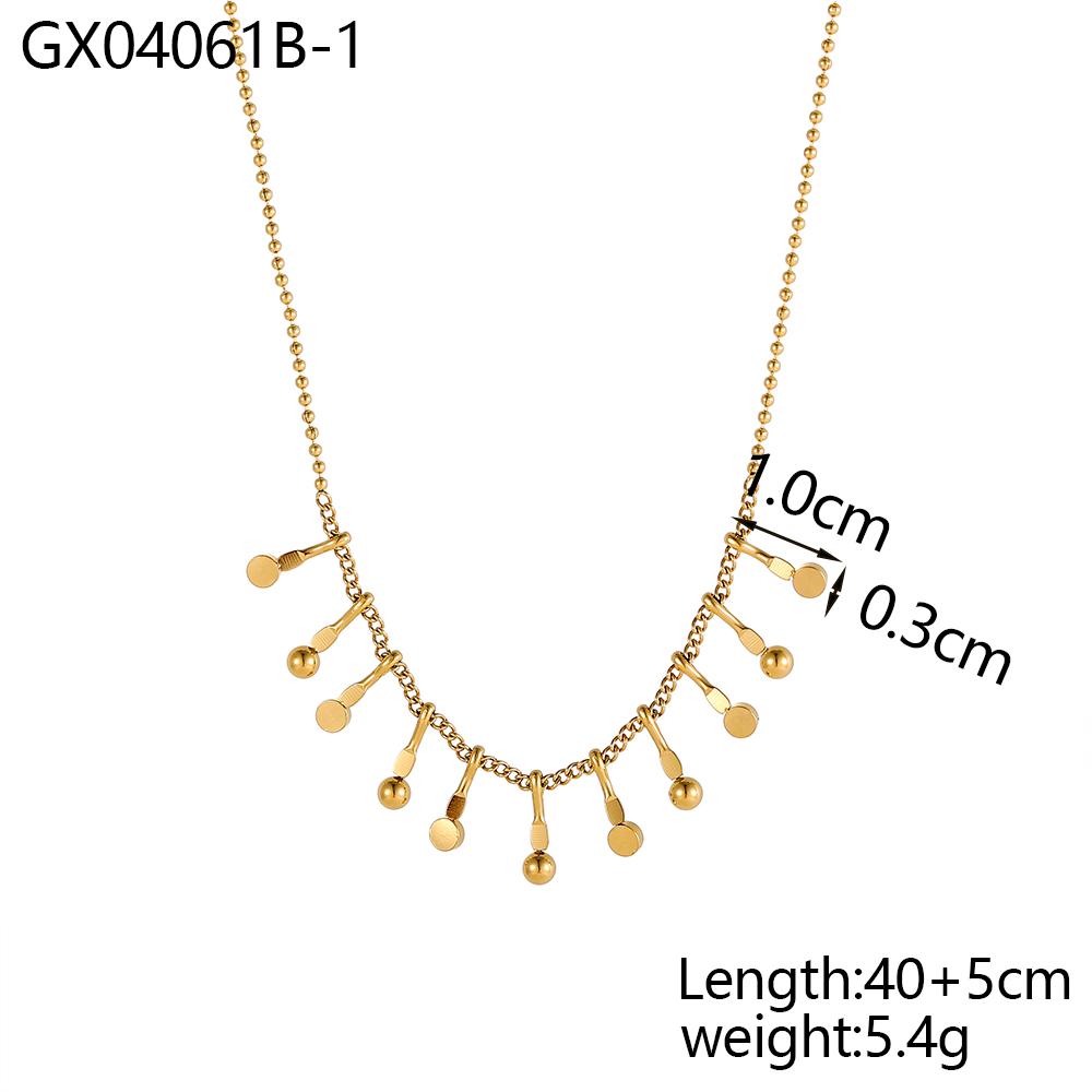 CARLIDANA Classic Gold Plated Stainless Steel Heart Shaped Geometric Rhinestone Tassel Beaded Bracelets Necklace Set Women