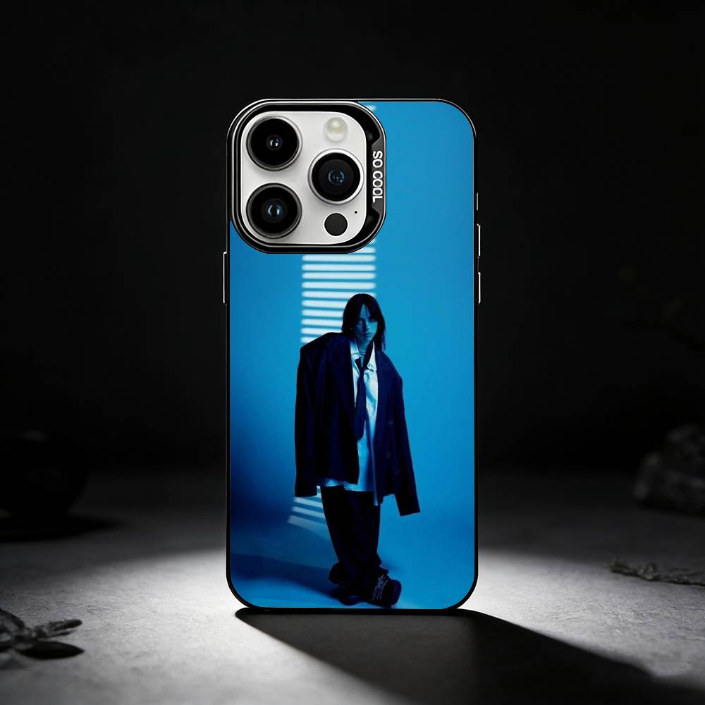 Billie B-BLUE Eilish Singer Phone Case For iPhone 17,16,15,14,13,12,11 Plus,Pro Max,XS,Colored Silver Phone Case