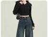 Women's Spring & Autumn 2025 Petite High-Waisted Wide-Leg Slim-Fit Jeans - New Fashion Trend