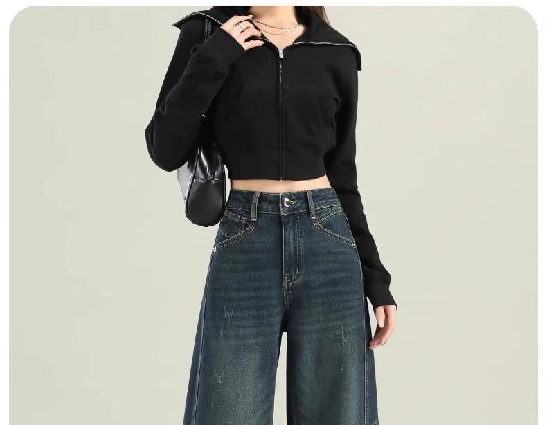 Women's Spring & Autumn 2025 Petite High-Waisted Wide-Leg Slim-Fit Jeans - New Fashion Trend
