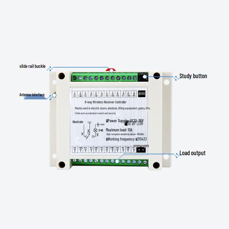 868MHz FSK Wireless Remote Control Switch/High Power 220V Eight-Way Relay Switch