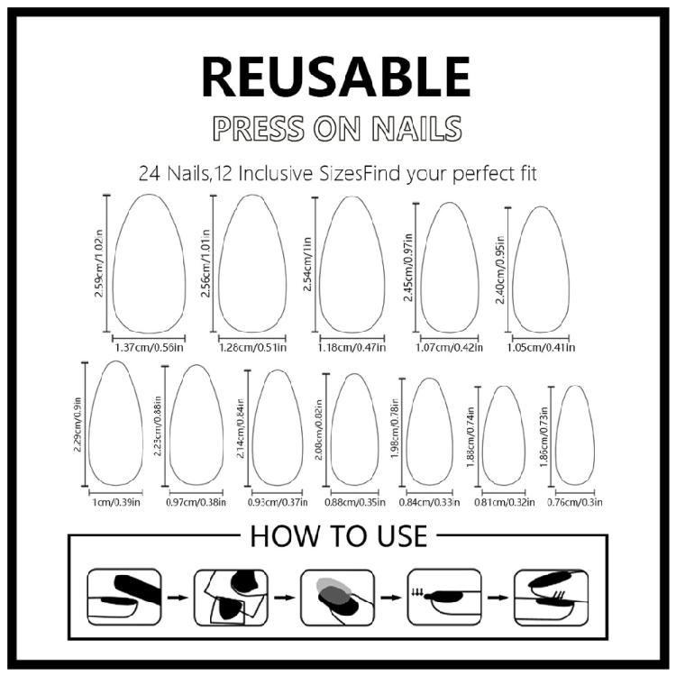 24pcs Press On Nail Almond False Nail With 3D Flowers Designs Glossy Artificial Full Cover Stick On Nail for Women