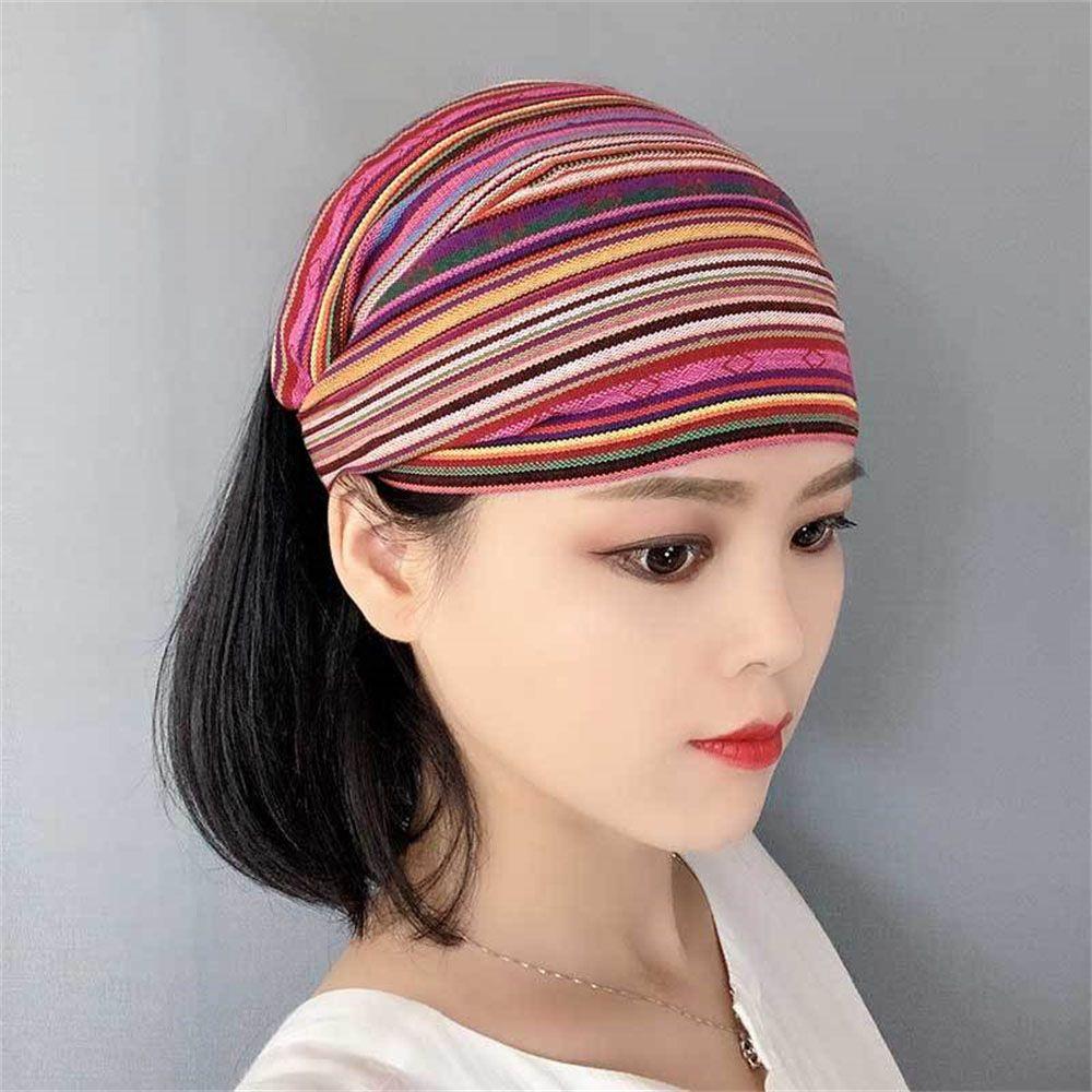 Trend Fabric C Otton Striped Wide Head Wrap Turban Hair S Carf H Eadband