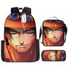 Animation Peripheral Student School Bag ONE PIECE Cartoon School Bag Girls and Boys Three-piece Set Backpack Satchel