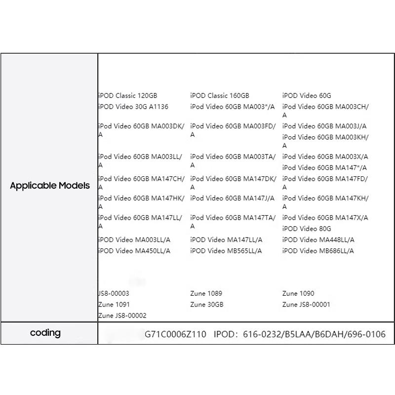 616-0229 616-0232 616-0232 Replacement Battery For ipod classic gen 6th 7th 80GB 120GB Thin 160GB  iPod 5th Video 60GB 80GB