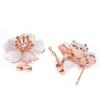 2Pcs Fashion Women Faux Opal Flower Pendant Necklace Stud Earrings Jewelry Set