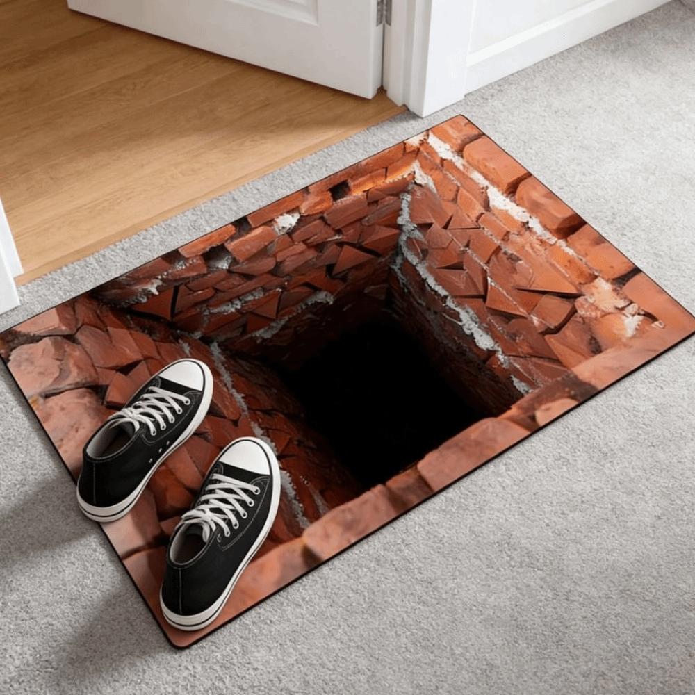 Water-absorbing Bathroom Carpet Non-slip Bedroom Door Rug Optical Illusion Doormat  Home Decor