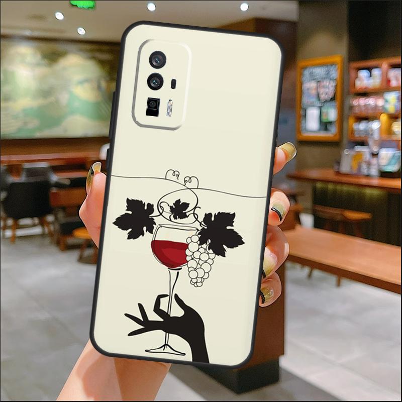 Red Wine Glass Art Case For Xiaomi 15 14 Ultra 13 11T 12T 13T 14T Pro POCO X7 Pro X3 X5 X6 M6 F5 F6 Pro Cover