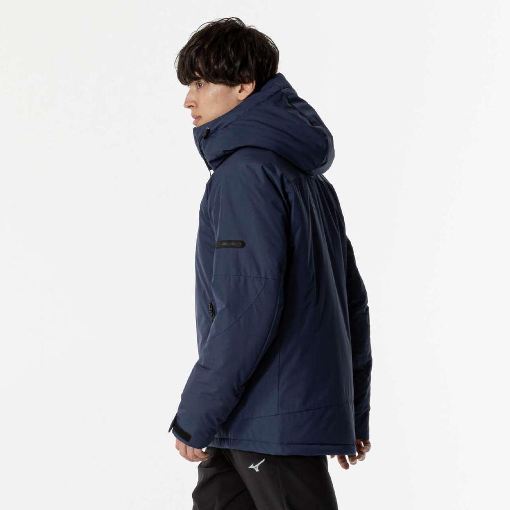 Mizuno Techfill Breath Thermo Training Pageant Blue Coat, Water-Repellent, Moisture-Wicking, Heat-Retaining, Washable, Windproof, 32MEB552,