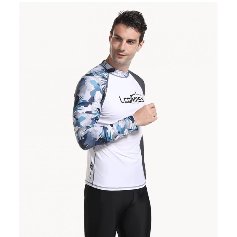 Mens Quick-Dry Rash Guard Long Sleeve UV Protection Diving Surfing Wetsuit Swimwear Water Sports