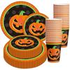 10pcs Simulation Halloween Disposable Tableware Cup Plate Disposable Pumpkin Cup Paper Plate Set Paper Pumpkin Bat