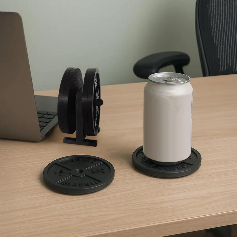 Weight Plate Coaster Set Holder Drink Coaster With Four Black Coasters For  Cold Drink For Bar Home Kitchens, Fitness Gyms