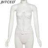 BITCED Spring Women's Solid-Color Slim-Fit Streetwear Off-Shoulder Wrap-Top with Backless Design