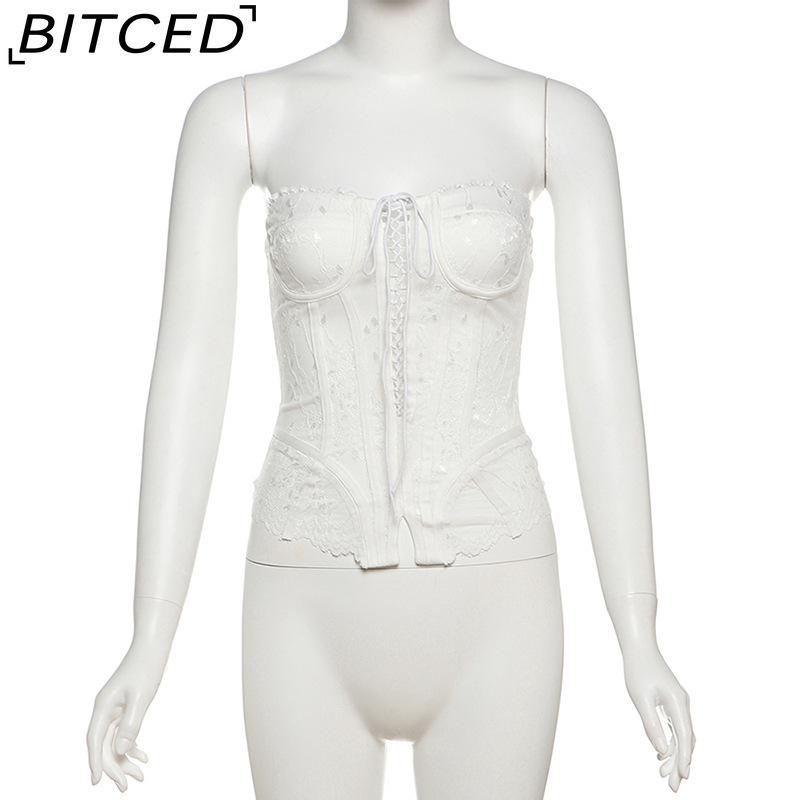 BITCED Spring Women's Solid-Color Slim-Fit Streetwear Off-Shoulder Wrap-Top with Backless Design