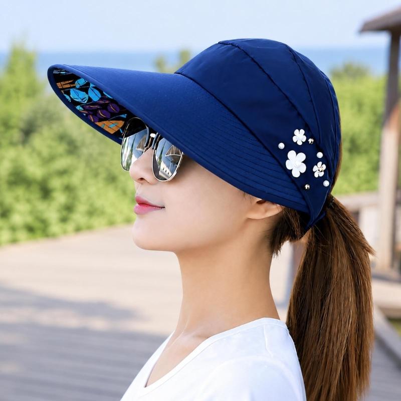 Breathable Open Top Sun Hat with Wraparound Sun Shade and Chin Cord for Hiking Fishing Travel and Summer Walks