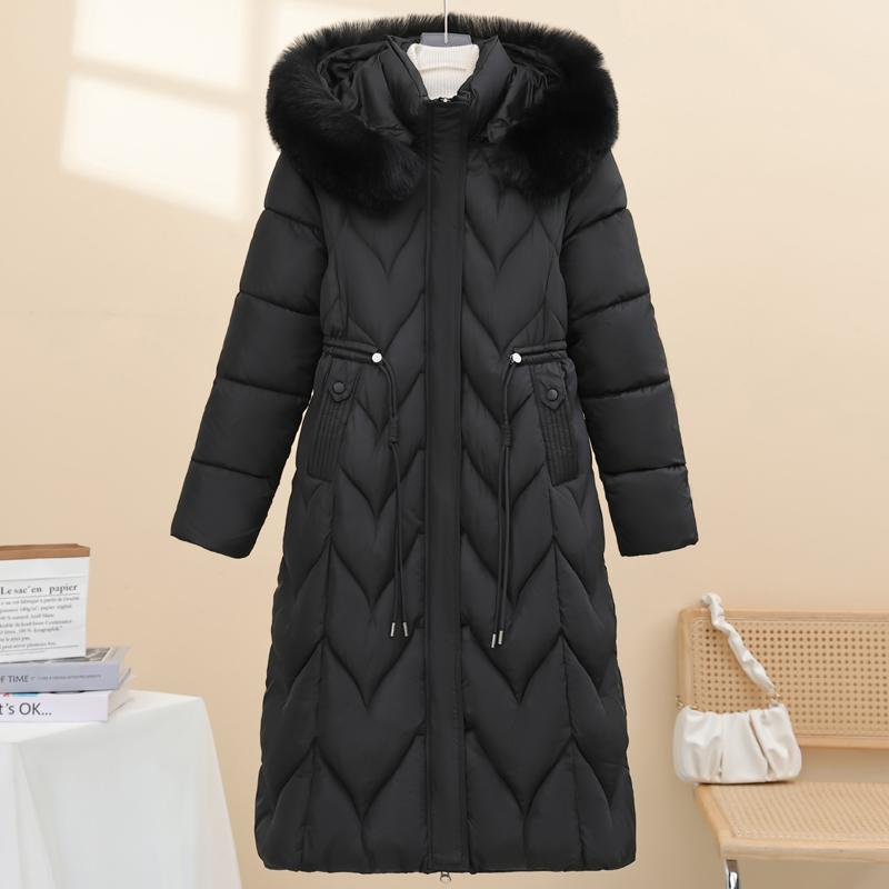 Fashion Winter Woman Coats Hooded Faux Fur Collar Thick Warm Plus Size Long Parkas Loose Women's Jackets