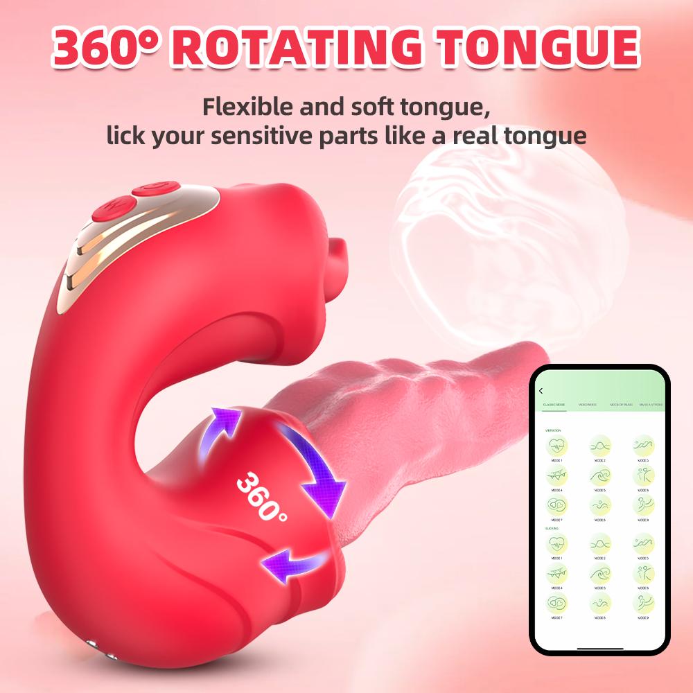 App Remote Control Tongue Licking Vibrator Double Tongue Female Masturbator Vaginal Massage Anal Masturbation Breast Teasing Sex Toys Adult Products