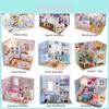 Exquisites 3D Miniatur Puppenhaus Möbelbausatz mit LED-Licht für fantasievolle Kinder