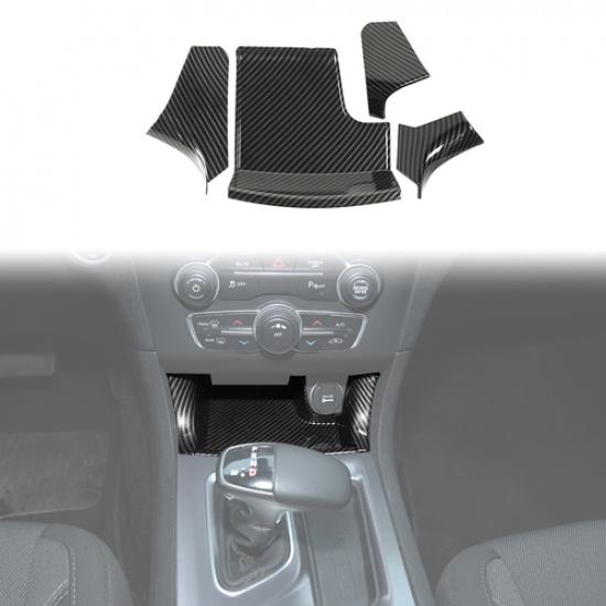 Center Gear Shifter Storage Box Decor Cover Trim for Dodge Charger Carbon Fiber