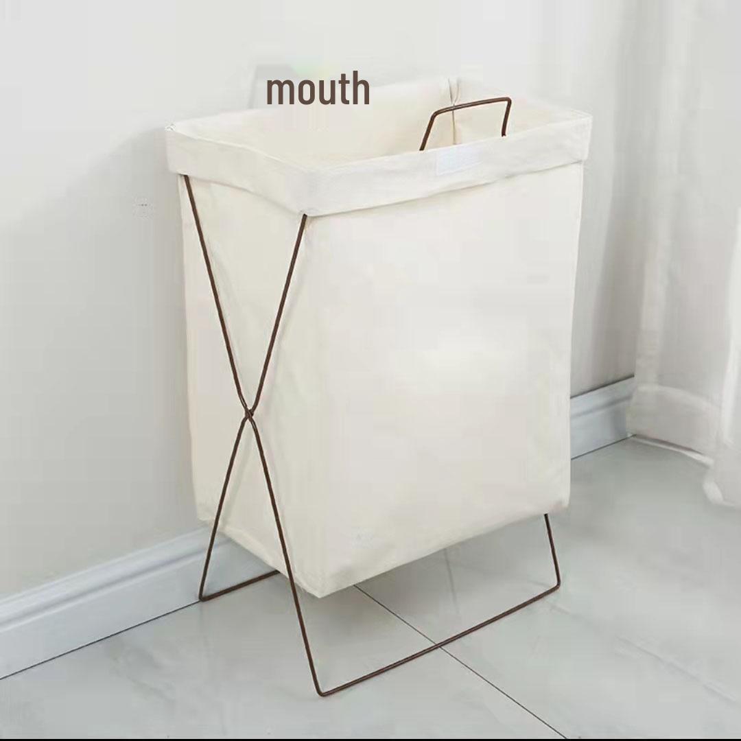 Nordic Cotton Linen Foldable Laundry Hamper with Wrought Iron Frame
