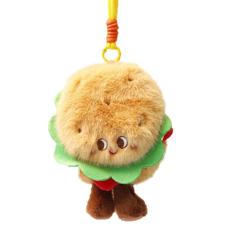 Plush Food Toy Sandwich Hamburger Hotdog Cute Bag Charm For Girls