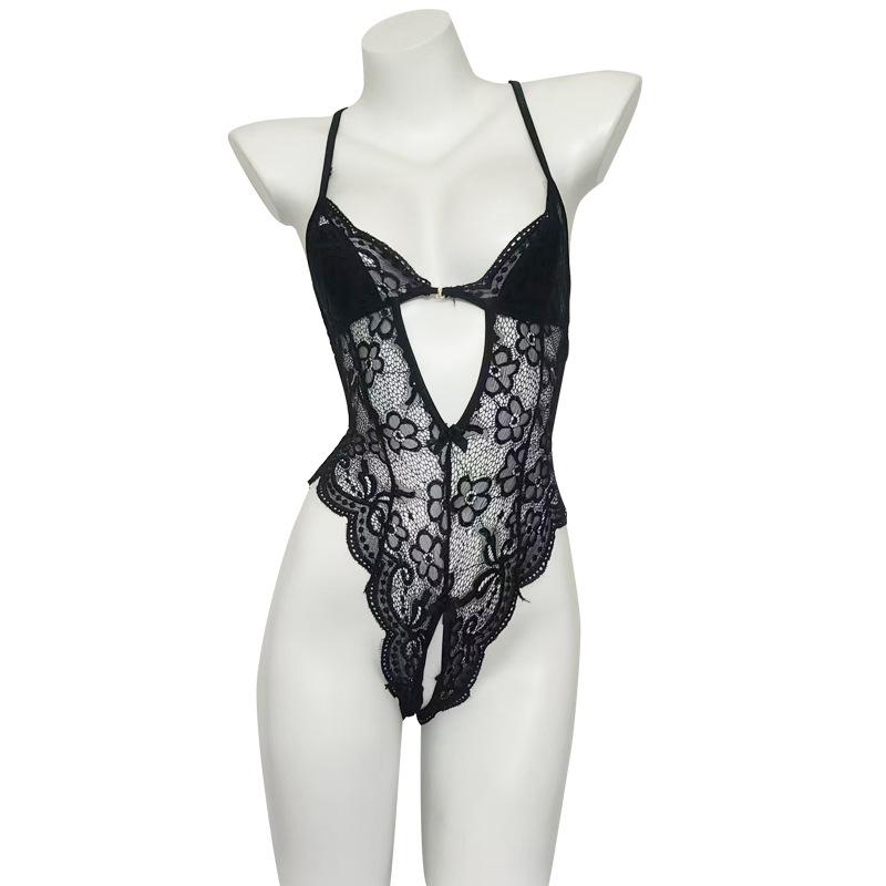 Sexy Lingerie Pure Lace Seduction Open Onesie Women's Hot Perspective Pajamas Free of Uniform