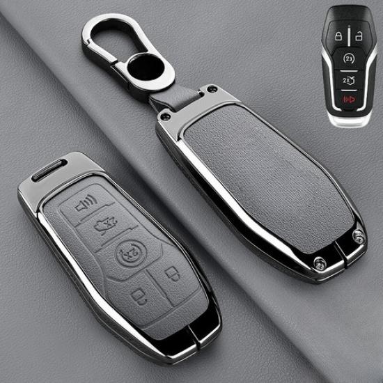 Zinc Alloy Leather Car Remote Smart Key Fob Case Cover For Lincoln MKX MKZ MKC