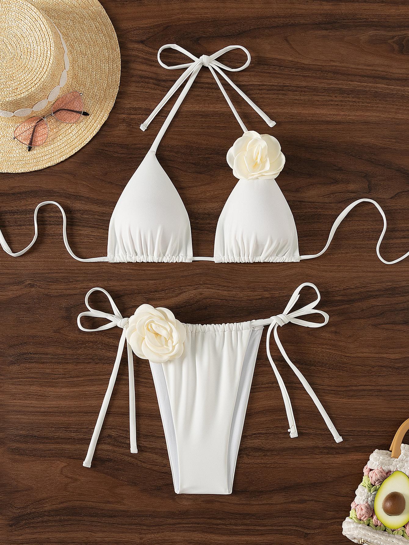 TS JYL-SW189 3D Floral Bikini Set, Triangle Sexy Swimwear For Beach S